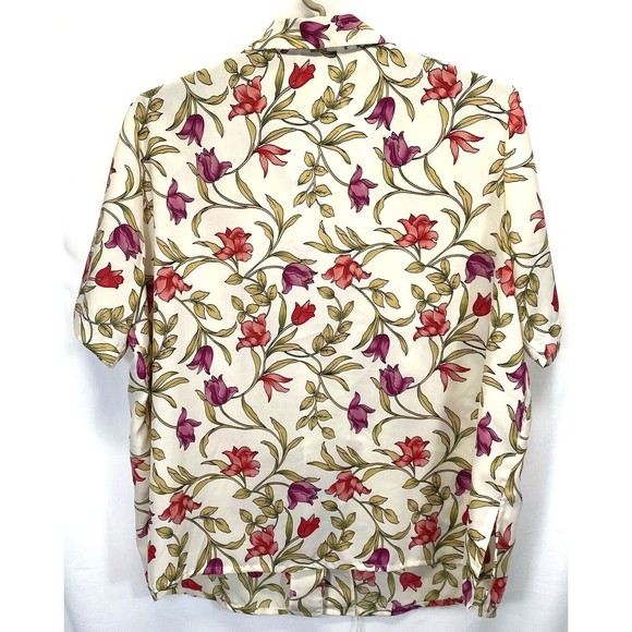 Jordan Women Size 2X Shirt Button Up Floral Blouse Short Sleeve RN64136 w/defect - Picture 5 of 10